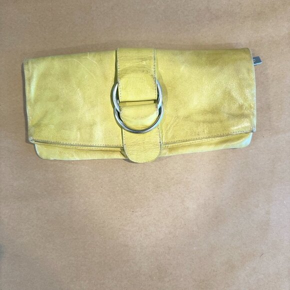 HOBO International Green Leather Envelope Foldover Zip Clutch - Picture 1 of 11